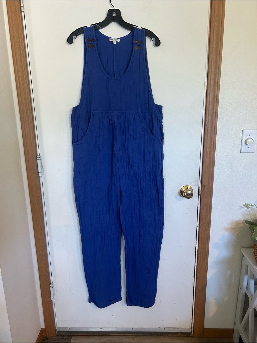 Earth bound XL Royal Blue Cotton Gauze Overalls